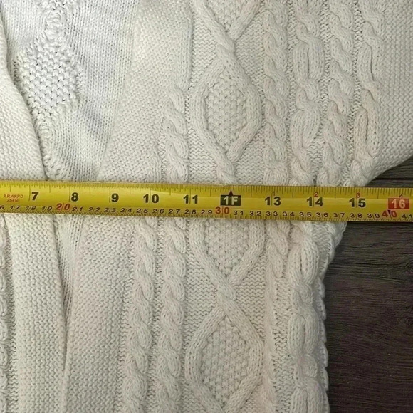 ❤️2/$30❤️[XS]Eddie Bauer Cable Knit Sweater Open Cardigan Capped  Sleeve linen - Picture 5 of 6